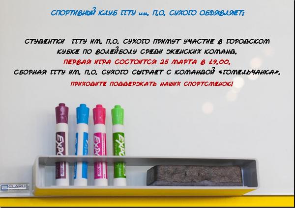 Студентки ГГТУ им. П.О.Сухого примут участие в кубке Гомеля по волейболу